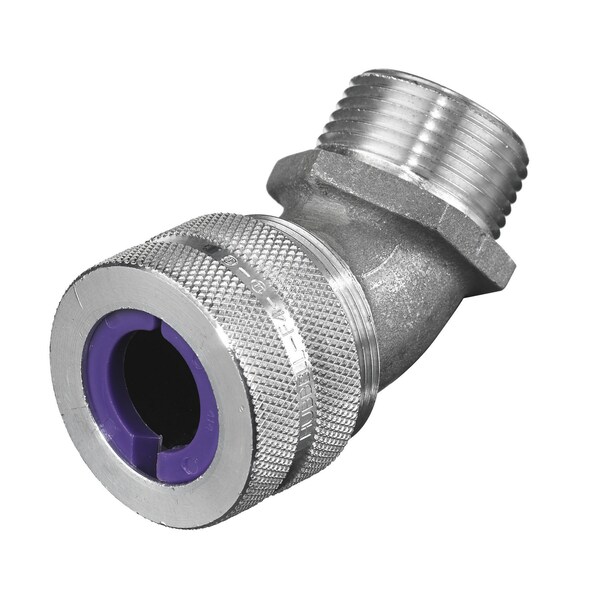 Kellems Wire Management, Cord Connectors, 45 Degree Male, .75-.88", 1", Aluminum